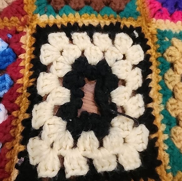 Vtg Granny Square couch throw Afghan blanket - Picture 5 of 7